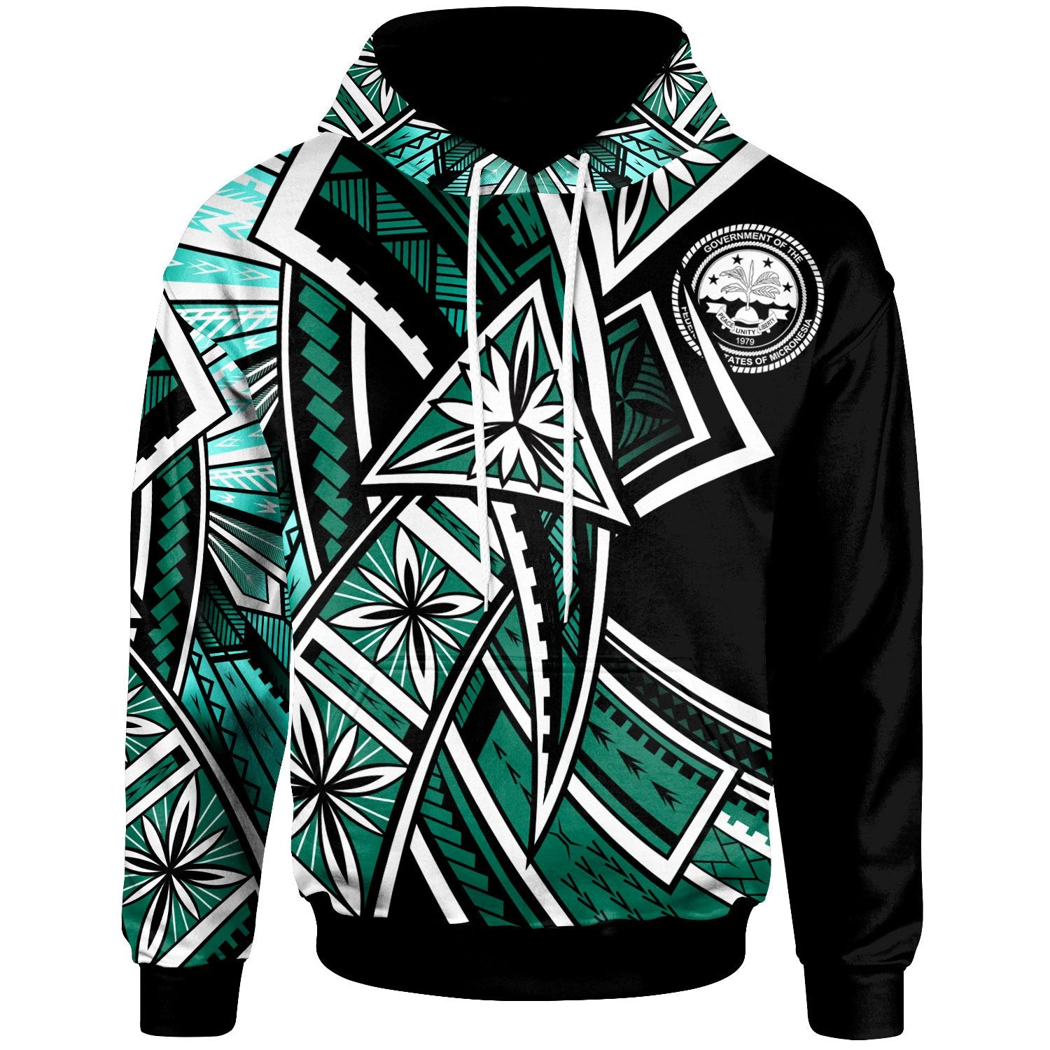 Federated States of Micronesia Hoodie Tribal Flower Special Pattern Green Color Unisex Green - Polynesian Pride