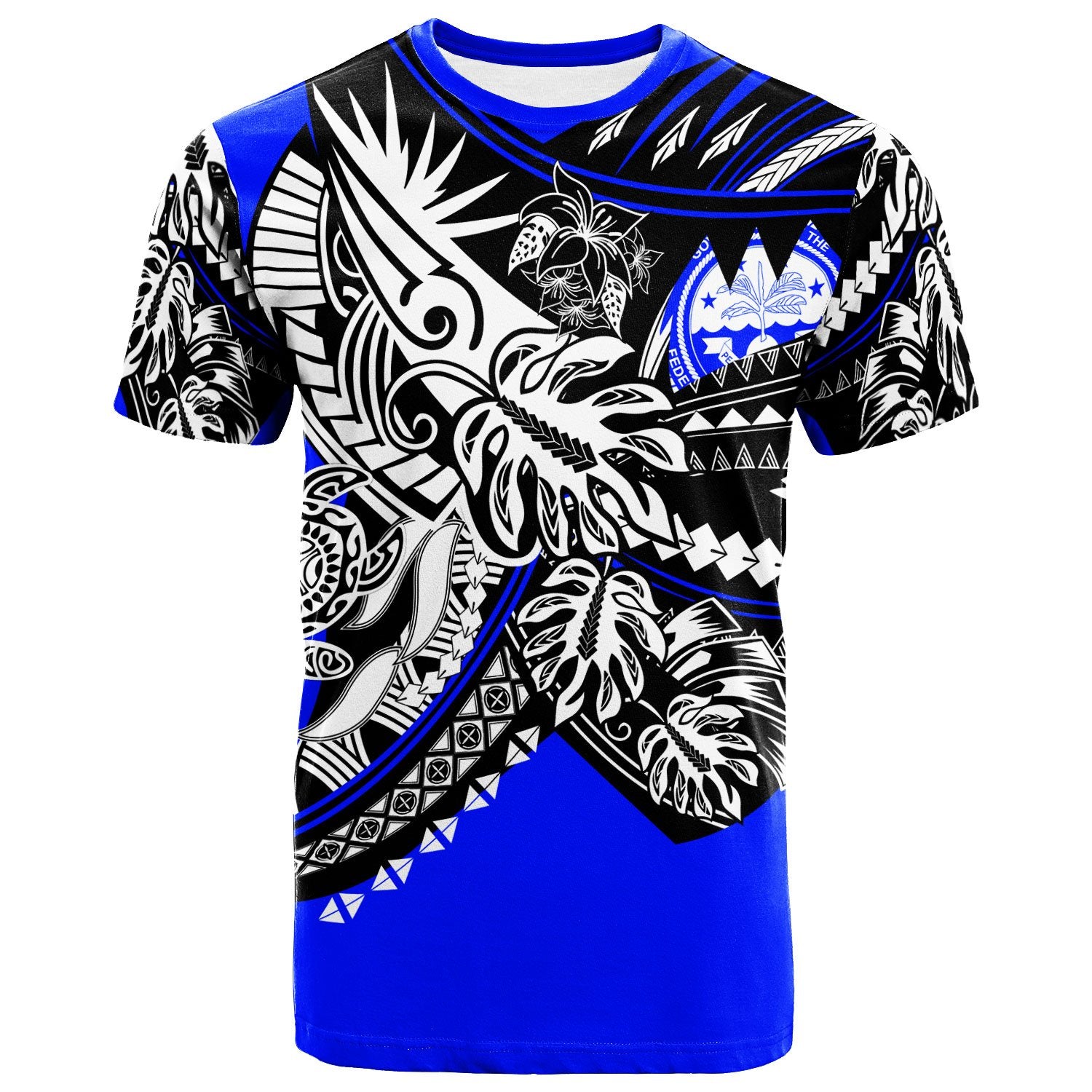 Federated States of Micronesia T Shirt Tribal Jungle Blue Pattern Unisex Blue - Polynesian Pride