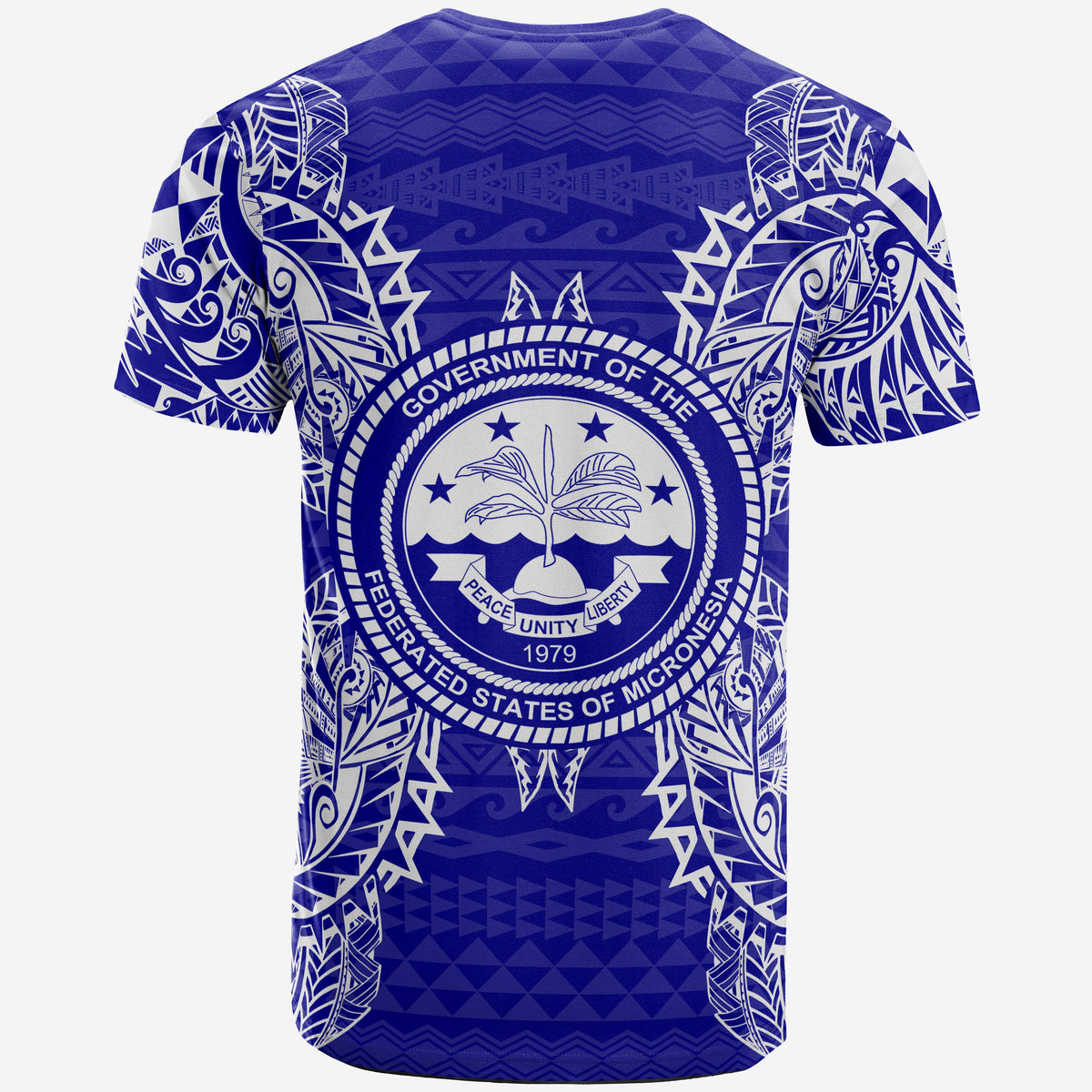 Federated States of Micronesian T Shirt F S M Seal Map Polynesian Tattoo Blue - Polynesian Pride