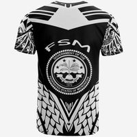Federated States of Micronesia T Shirt Unique Eagle Feather Texture BlackWhite - Polynesian Pride