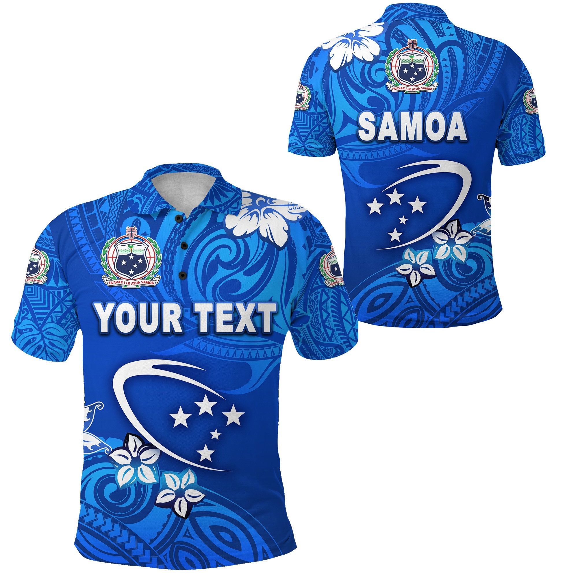 Custom Manu Samoa Rugby Polo Shirt Unique Vibes Full Blue Unisex Blue - Polynesian Pride