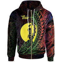 New Caledonia Zip Hoodie Thio Wings Style Flag Color Unisex Black - Polynesian Pride