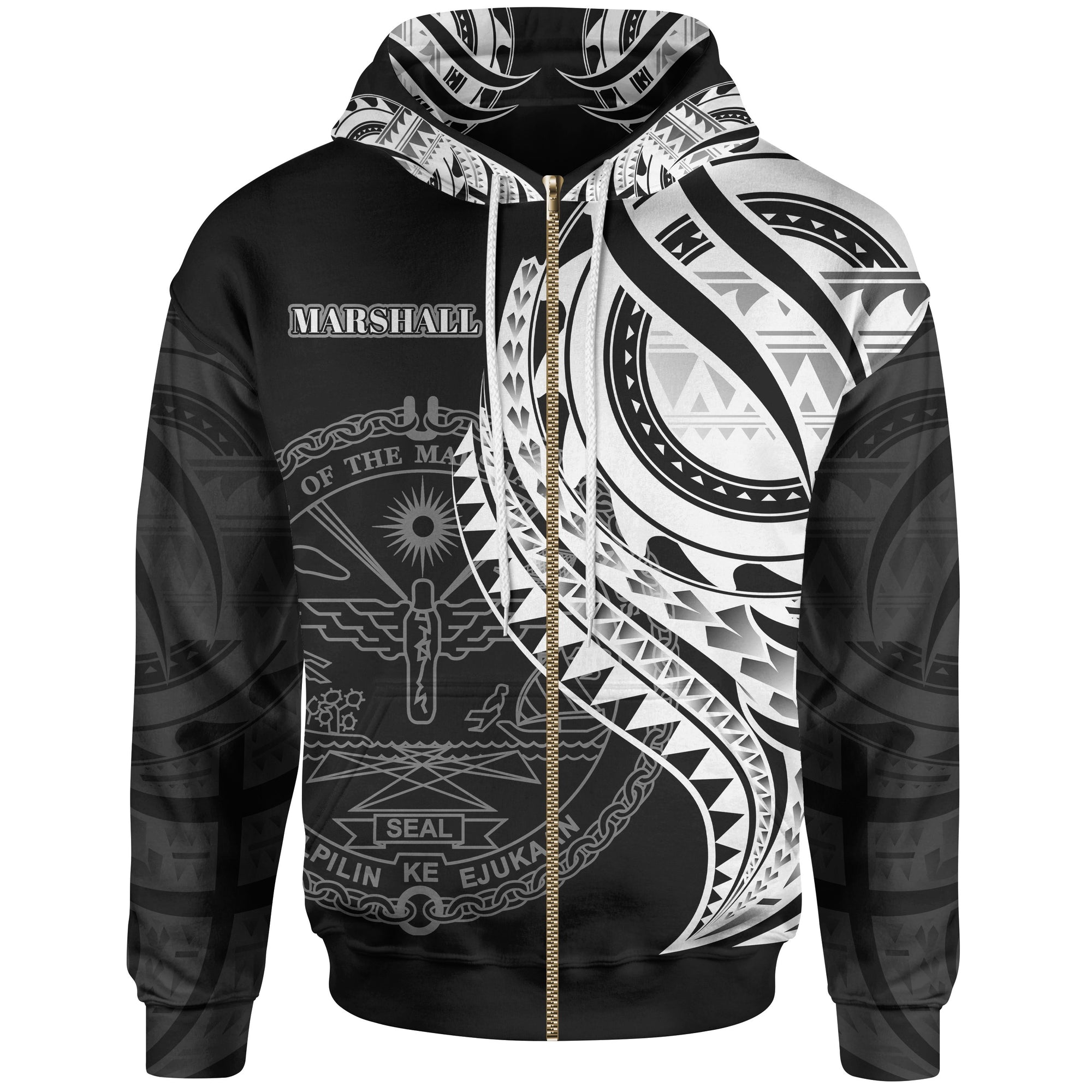 Marshall Islands Zip Hoodie Polynesian Patterns Best Marshall Islands Ever Unisex Black - Polynesian Pride