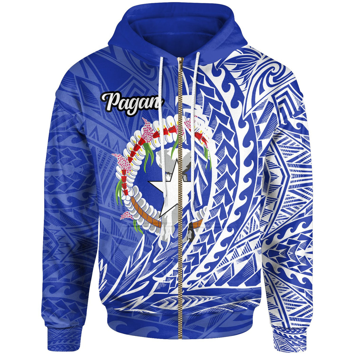 Northern Mariana Islands Zip Hoodie Pagan Wings Style Unisex Blue - Polynesian Pride