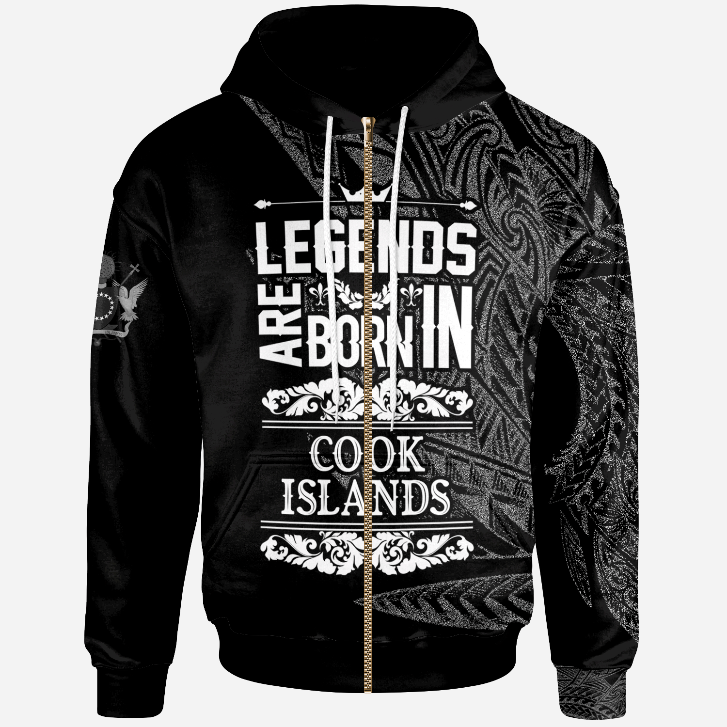 Cook Islands Zip Hoodie Legends Are Born In White Color Unisex White - Polynesian Pride