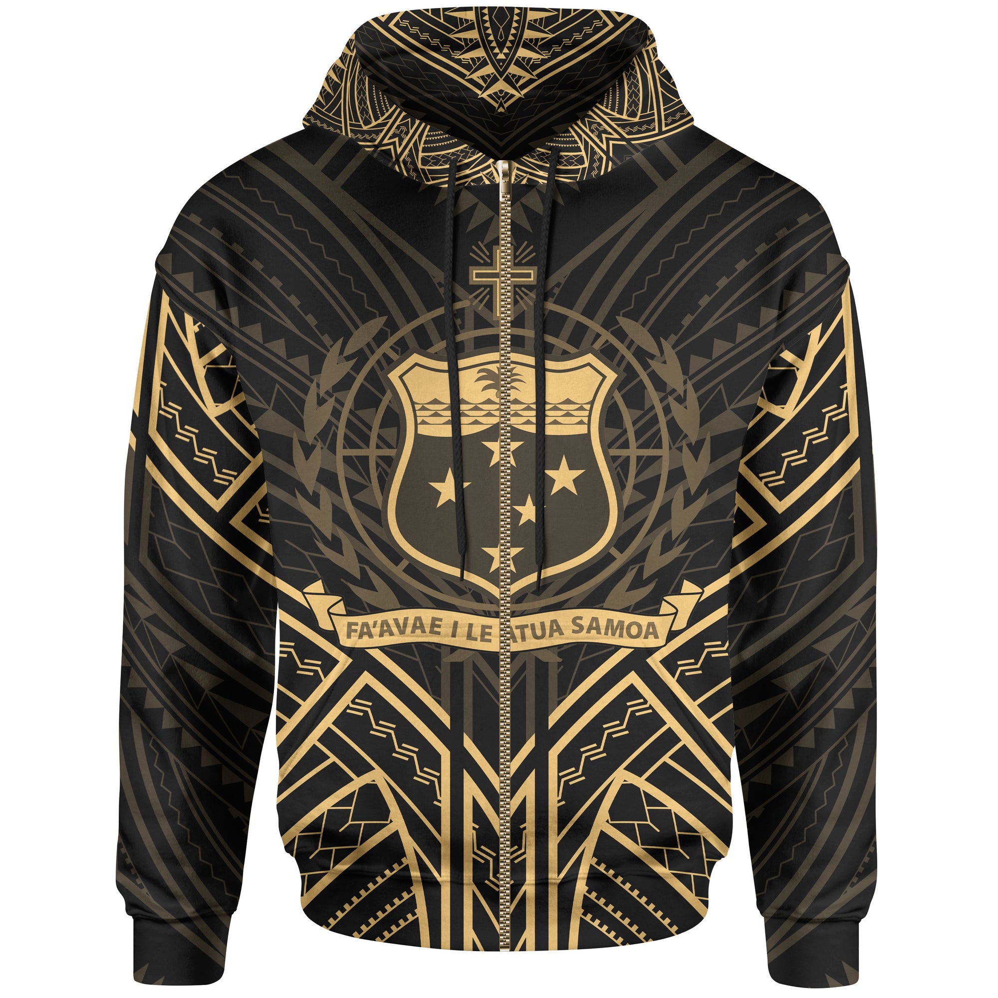 Samoa Zip Hoodie Samoa Seal Gold Tribal Patterns Unisex White - Polynesian Pride