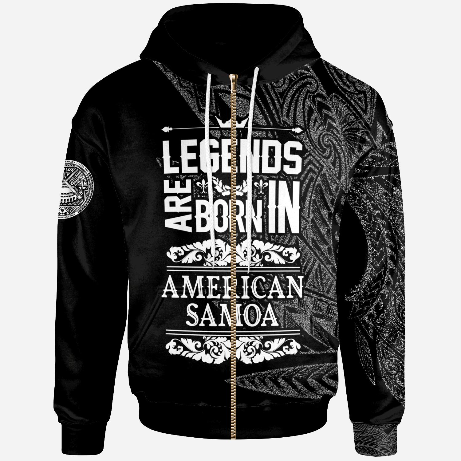 American Samoa Zip Hoodie Legends Are Born In Black Color Unisex Black - Polynesian Pride