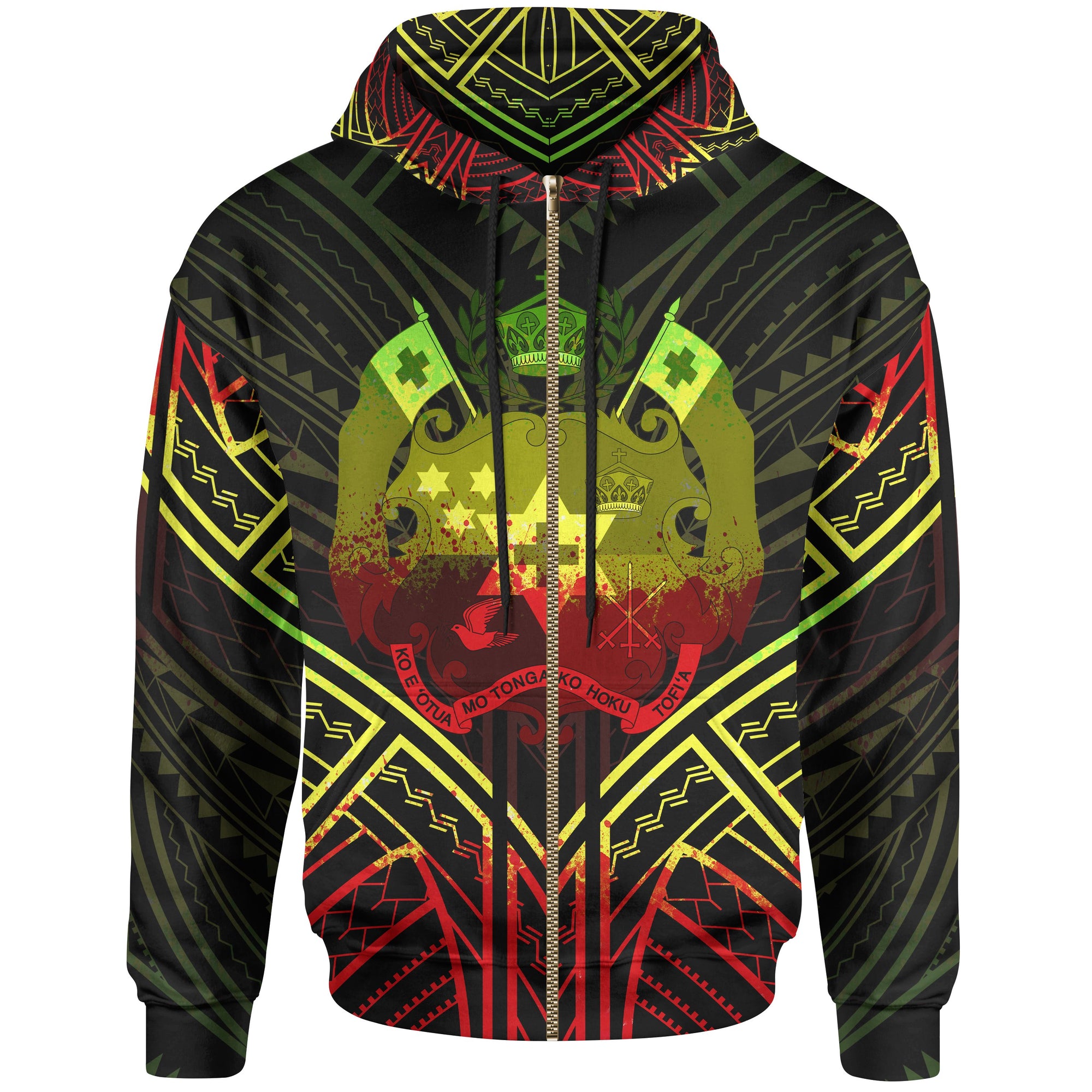 Tonga Zip Hoodie Tonga Seal Reggae Tribal Patterns Unisex Black - Polynesian Pride