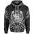 Tonga Zip Hoodie Tonga Seal Black Tribal Patterns Unisex White - Polynesian Pride