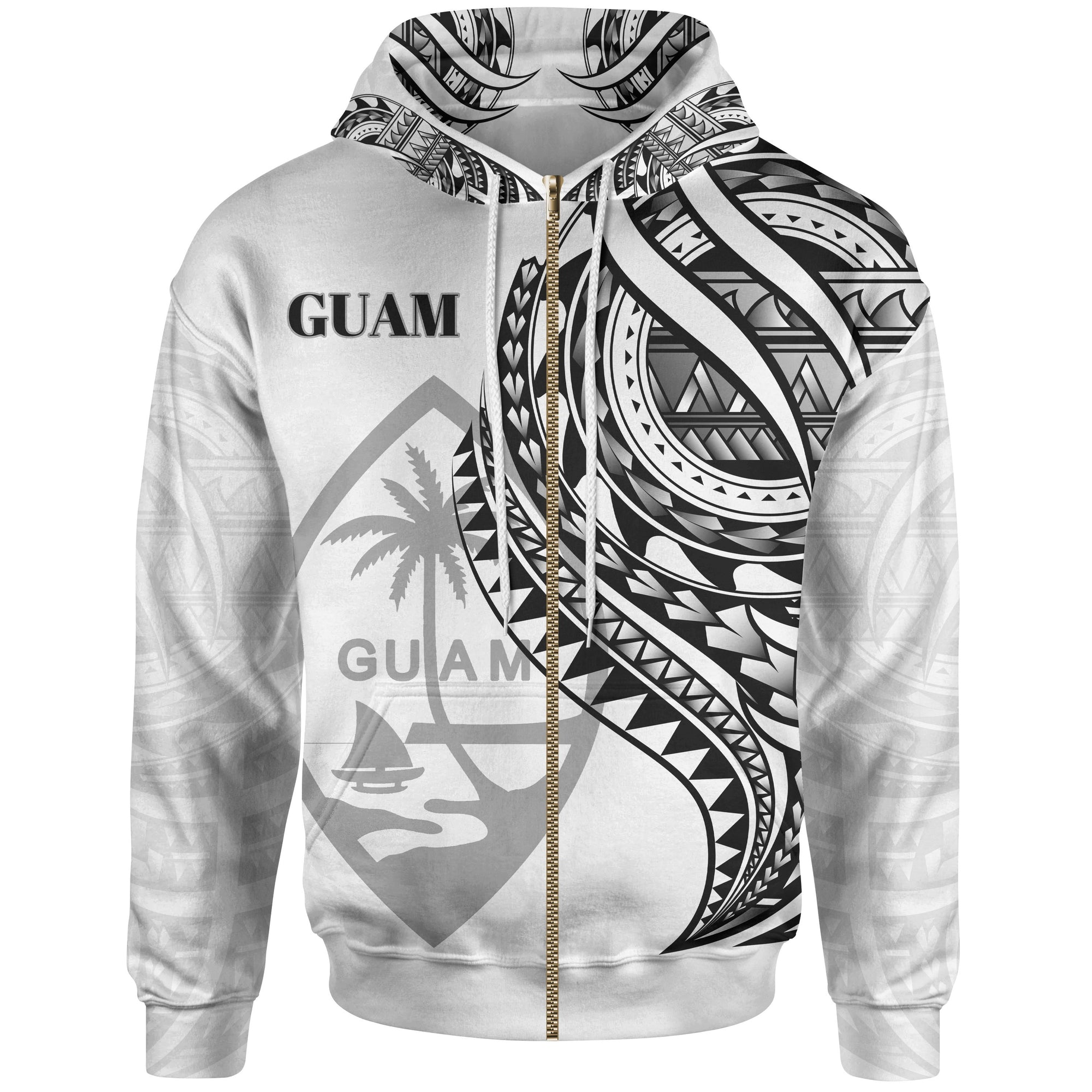 Guam Zip Hoodie Black Polynesian Patterns Best Guam Ever Unisex Black - Polynesian Pride