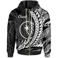 Chuuk State Zip Hoodie White Wings Style Unisex Black - Polynesian Pride