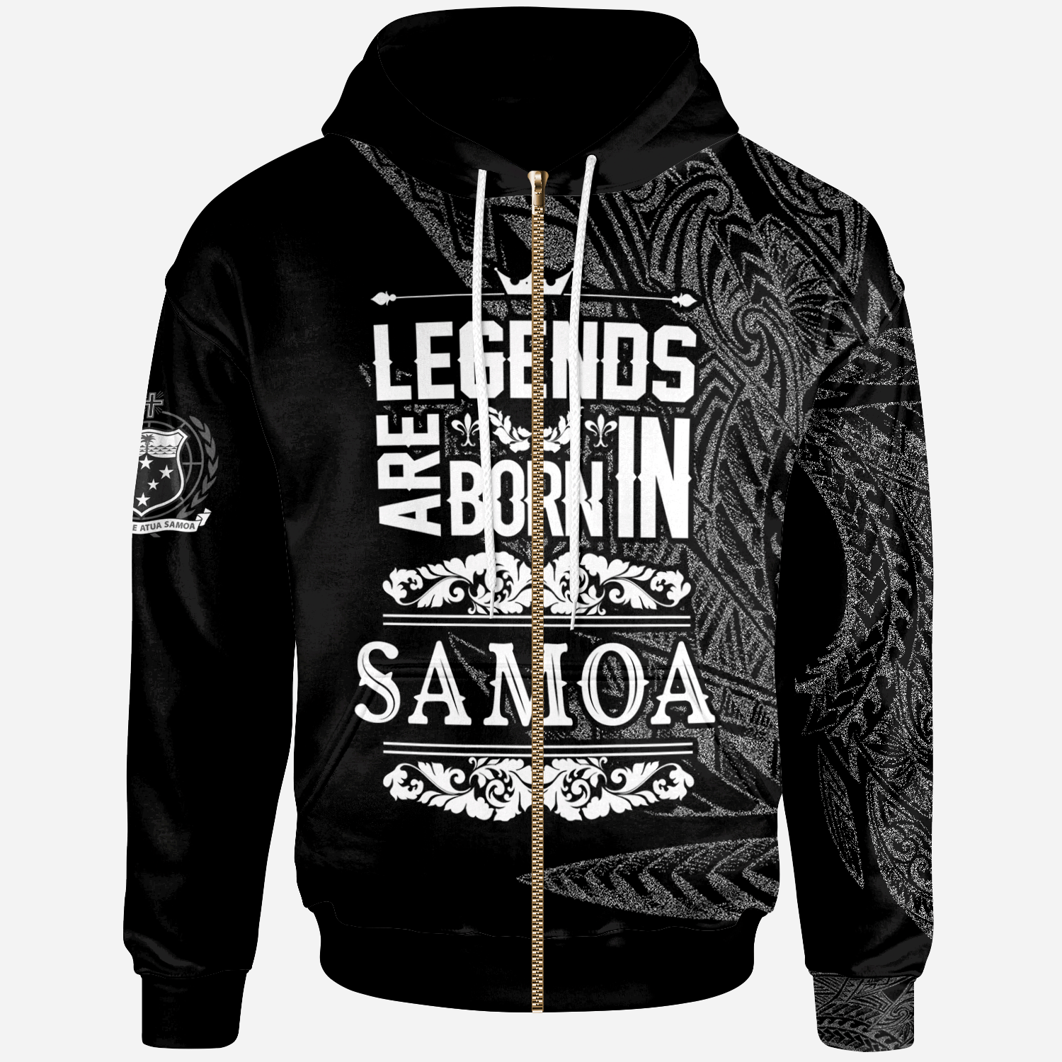 Samoa Zip Hoodie Legends Are Born In White Color Unisex White - Polynesian Pride