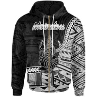 New Caledonia Islands Zip Hoodie Moindou Seal of New Caledonia Polynesian Patterns Unisex Black - Polynesian Pride