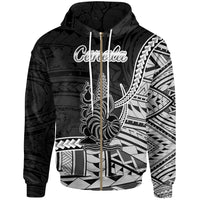 New Caledonia Islands Zip Hoodie Canala Seal of New Caledonia Polynesian Patterns Unisex Black - Polynesian Pride