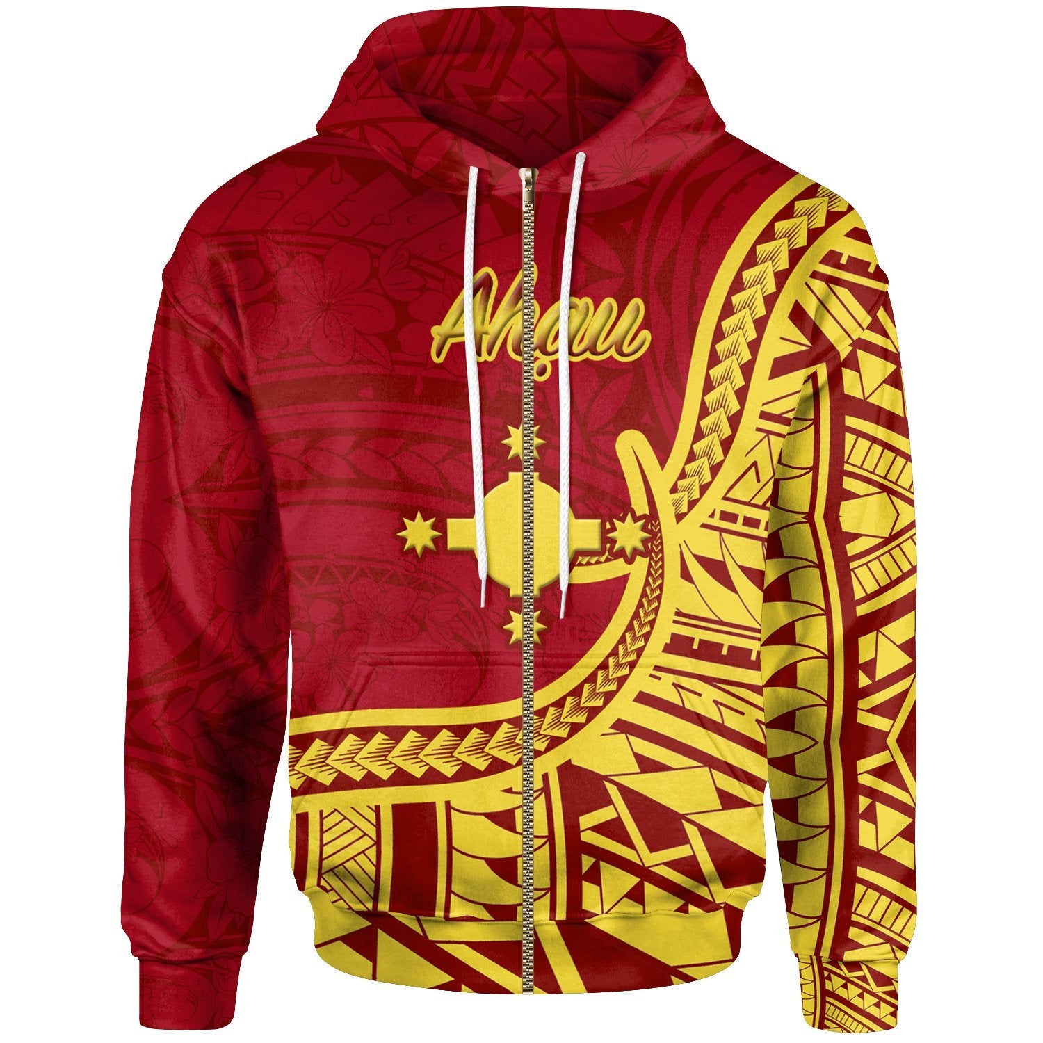 Rotuma Zip Hoodieau Flag Rotuma Unisex Red - Polynesian Pride