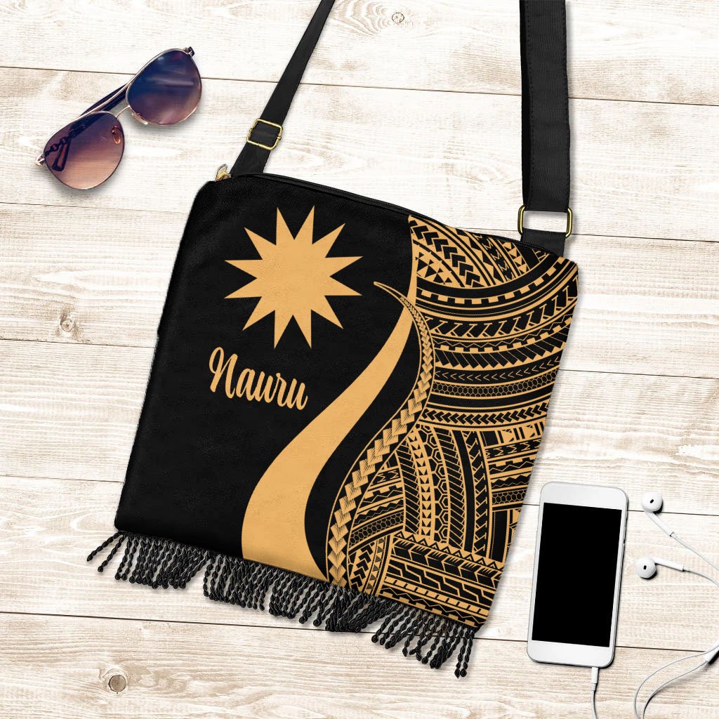 Nauru Boho Handbag - Gold Polynesian Tentacle Tribal Pattern Boho Handbag One Size Gold - Polynesian Pride