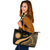 Nauru Large Leather Tote Bag - Gold Polynesian Tentacle Tribal Pattern Gold - Polynesian Pride