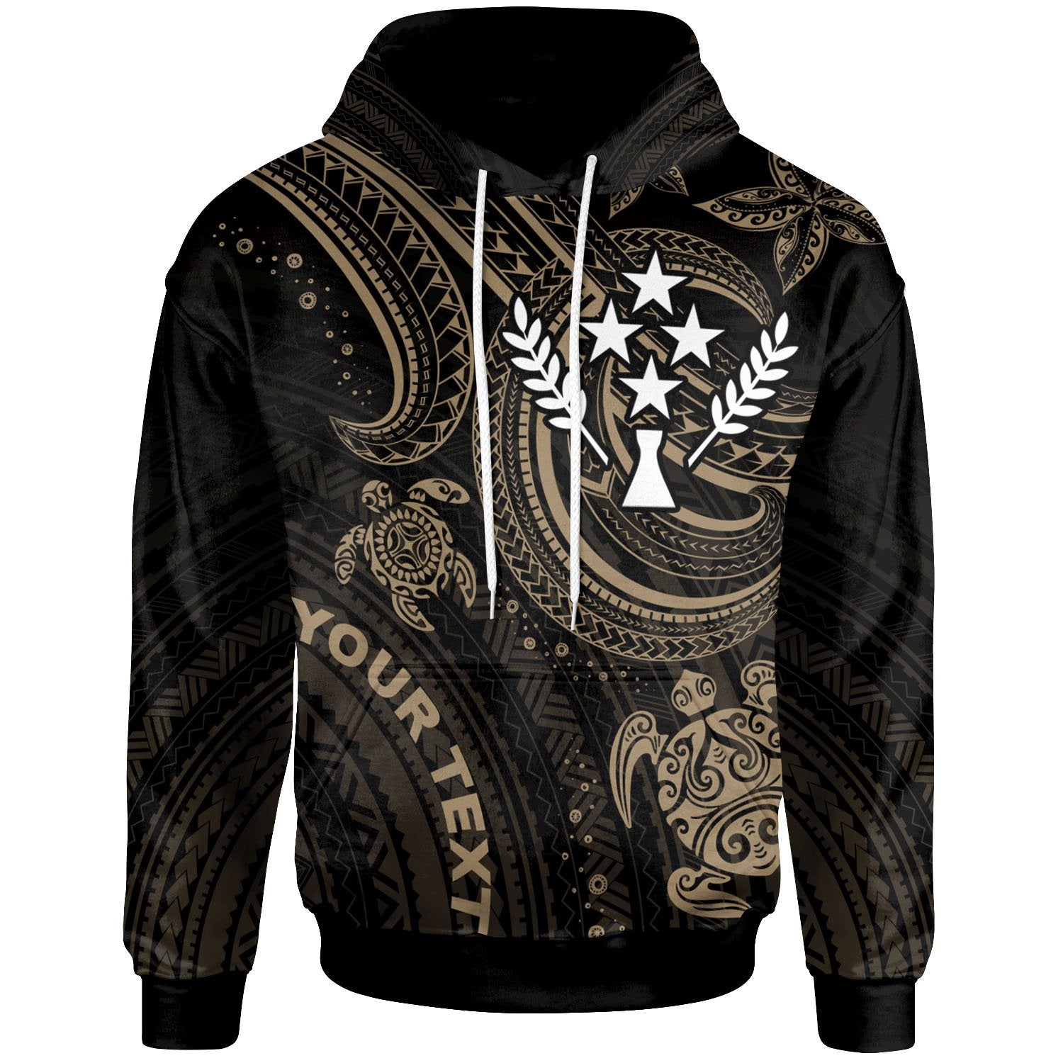 Kosrae Custom Hoodie Gold Turtle Unisex Gold - Polynesian Pride