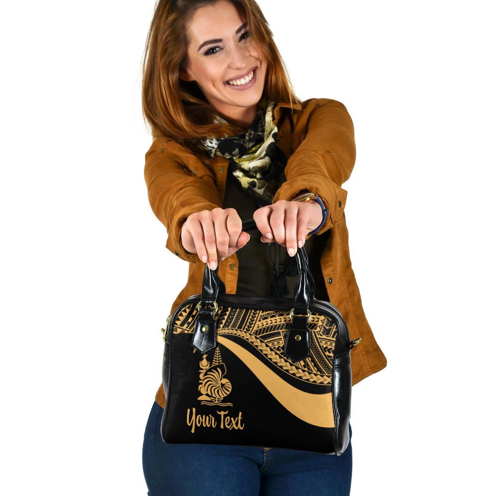 New Caledonia Custom Personalised Shoulder Handbag - Gold Polynesian Tentacle Tribal Pattern Crest One Size Gold - Polynesian Pride