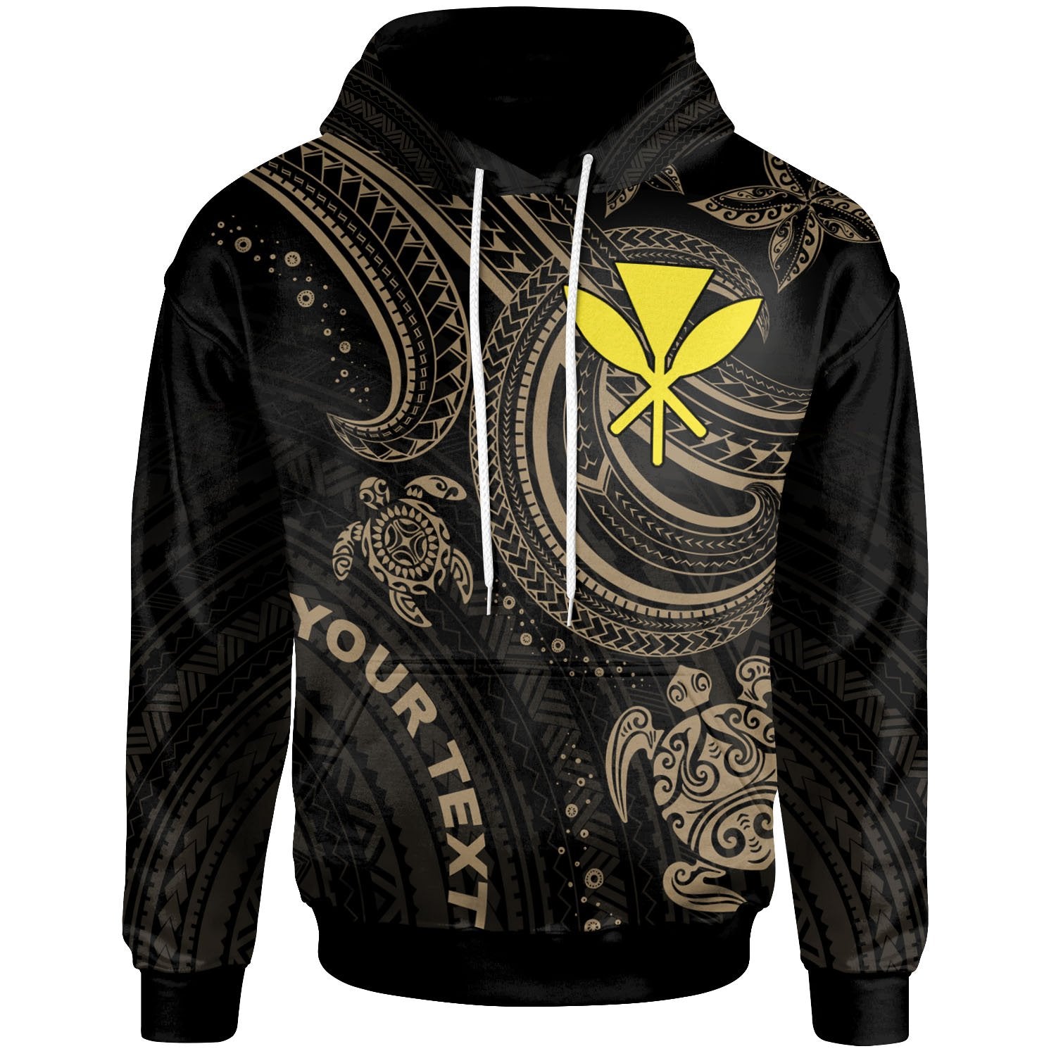 Hawaii Custom Hoodie Gold Turtle Unisex Gold - Polynesian Pride