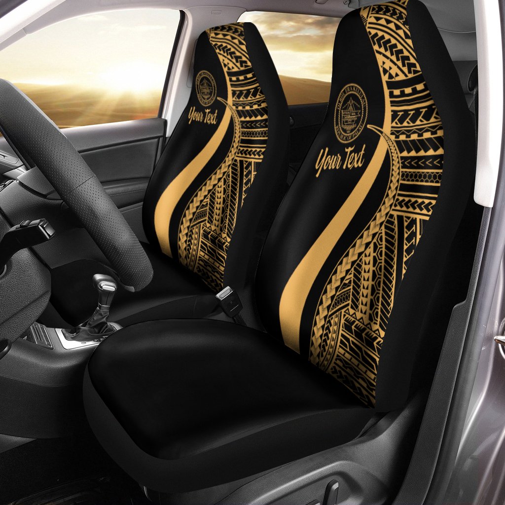 Palau Custom Personalised Car Seat Covers - Gold Polynesian Tentacle Tribal Pattern Crest Universal Fit Gold - Polynesian Pride