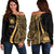 Samoa Custom Personalised Women's Off Shoulder Sweater - Gold Polynesian Tentacle Tribal Pattern Gold - Polynesian Pride