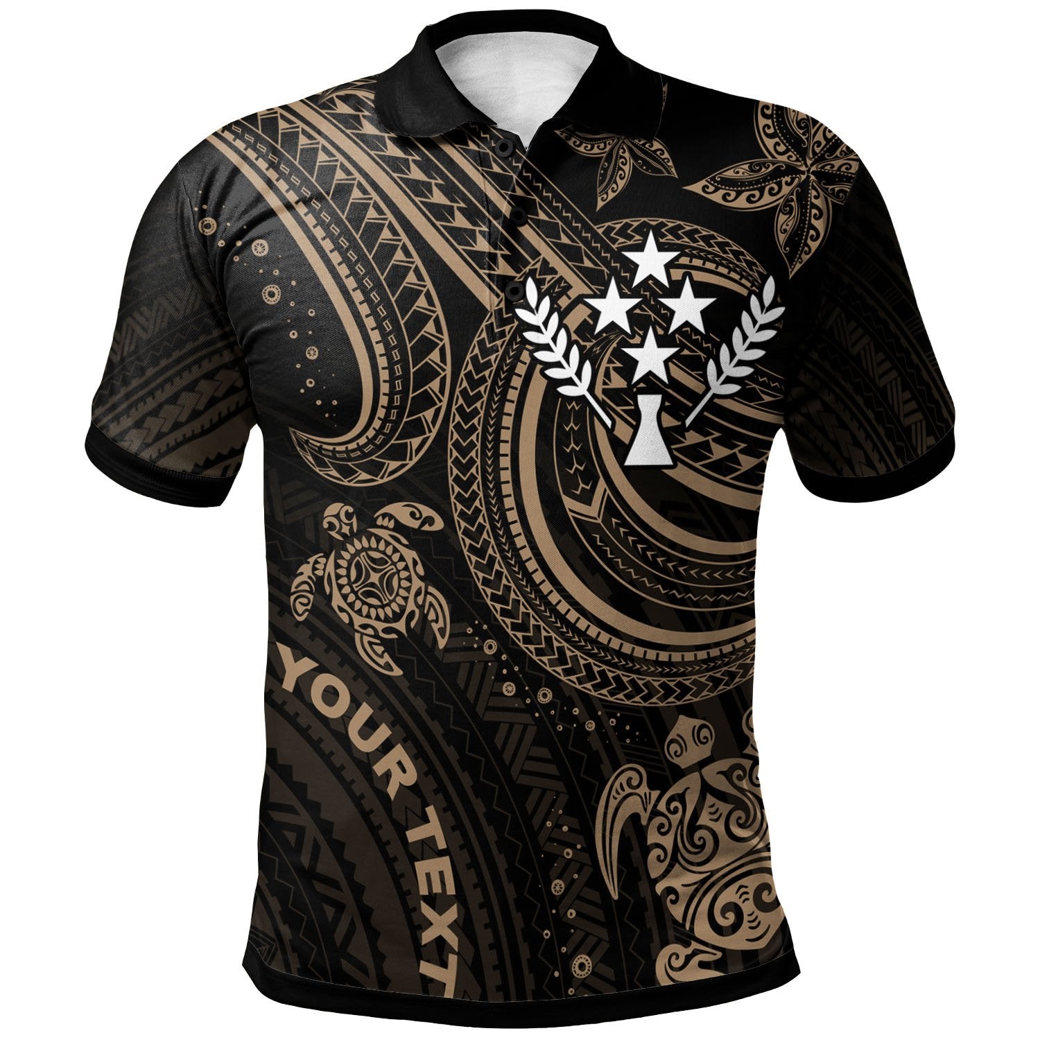 Kosrae Custom Polo Shirt Gold Turtle Unisex Gold - Polynesian Pride