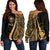 Hawaii Custom Personalised Women's Off Shoulder Sweater - Gold Polynesian Tentacle Tribal Pattern Gold - Polynesian Pride