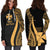 Wallis And Futuna Women's Hoodie Dress - Gold Polynesian Tentacle Tribal Pattern - Polynesian Pride