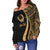 Pohnpei Custom Personalised Women's Off Shoulder Sweater - Gold Polynesian Tentacle Tribal Pattern - Polynesian Pride