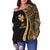 Wallis And Futuna Women's Off Shoulder Sweater - Gold Polynesian Tentacle Tribal Pattern - Polynesian Pride