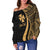 Wallis And Futuna Custom Personalised Women's Off Shoulder Sweater - Gold Polynesian Tentacle Tribal Pattern - Polynesian Pride