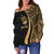 Vanuatu Custom Personalised Women's Off Shoulder Sweater - Gold Polynesian Tentacle Tribal Pattern - Polynesian Pride