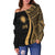 Northern Mariana Islands Women's Off Shoulder Sweater - Gold Polynesian Tentacle Tribal Pattern - Polynesian Pride