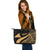 Tokelau Large Leather Tote Bag - Gold Polynesian Tentacle Tribal Pattern - Polynesian Pride