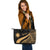 Marshall Islands Custom Personalised Large Leather Tote Bag - Gold Polynesian Tentacle Tribal Pattern - Polynesian Pride