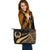 Pohnpei Custom Personalised Large Leather Tote Bag - Gold Polynesian Tentacle Tribal Pattern - Polynesian Pride