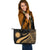 Nauru Large Leather Tote Bag - Gold Polynesian Tentacle Tribal Pattern - Polynesian Pride