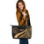 Palau Large Leather Tote Bag - Gold Polynesian Tentacle Tribal Pattern Crest - Polynesian Pride