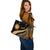 Nauru Large Leather Tote Bag - Gold Polynesian Tentacle Tribal Pattern - Polynesian Pride