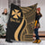 Wallis And Futuna Custom Personalised Premium Blanket - Gold Polynesian Tentacle Tribal Pattern White - Polynesian Pride