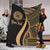 American Samoa Custom Personalised Premium Blanket - Gold Polynesian Tentacle Tribal Pattern White - Polynesian Pride