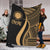 Northern Mariana Islands Premium Blanket - Gold Polynesian Tentacle Tribal Pattern White - Polynesian Pride