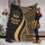 Marshall Islands Premium Blanket - Gold Polynesian Tentacle Tribal Pattern Crest White - Polynesian Pride