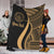 Palau Custom Personalised Premium Blanket - Gold Polynesian Tentacle Tribal Pattern Crest White - Polynesian Pride