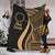 Cook Islands Premium Blanket - Gold Polynesian Tentacle Tribal Pattern White - Polynesian Pride