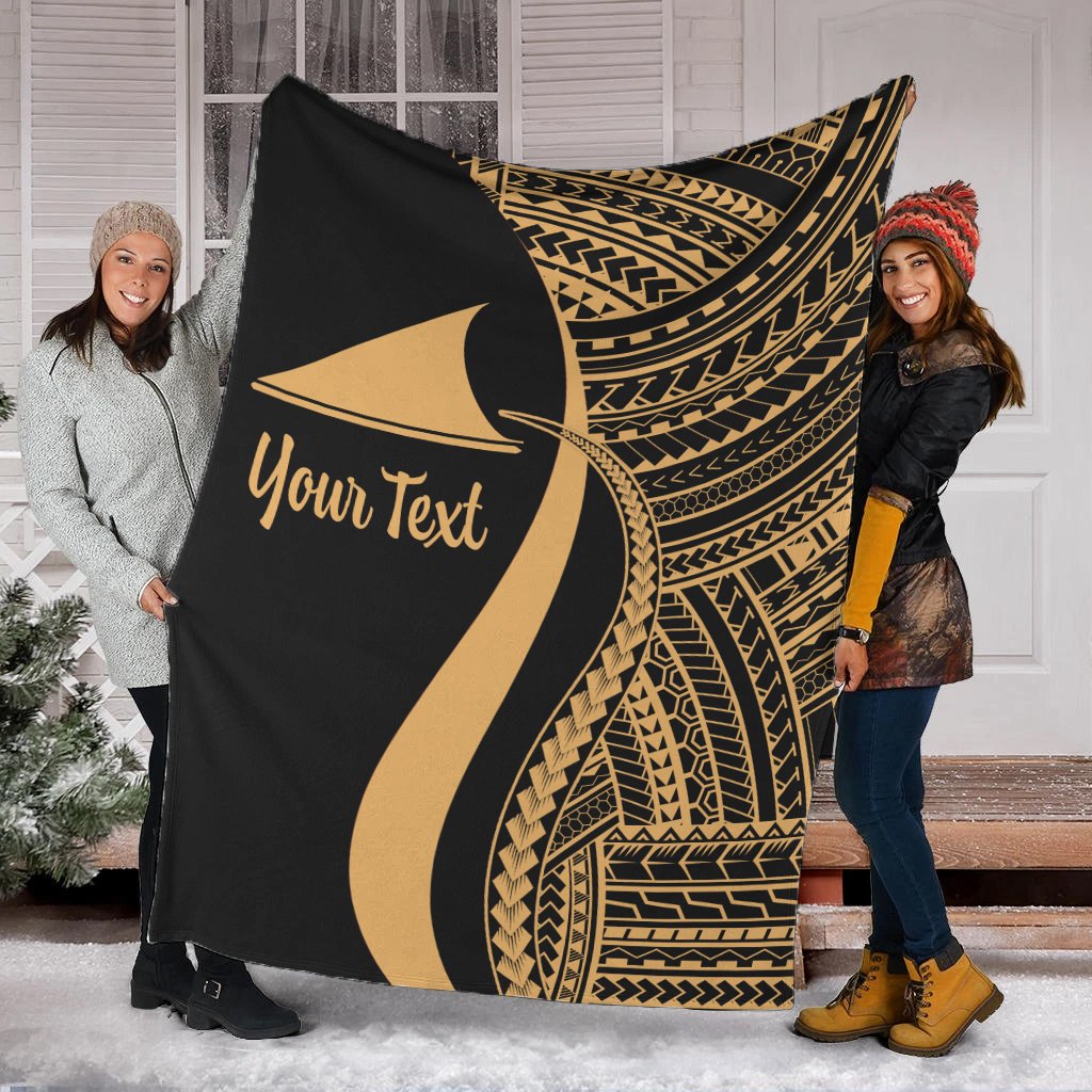 Tokelau Custom Personalised Premium Blanket - Gold Polynesian Tentacle Tribal Pattern White - Polynesian Pride