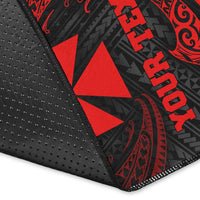 Wallis And Futuna Polynesian Custom Personalised Area Rug - Red Tribal Wave - Polynesian Pride