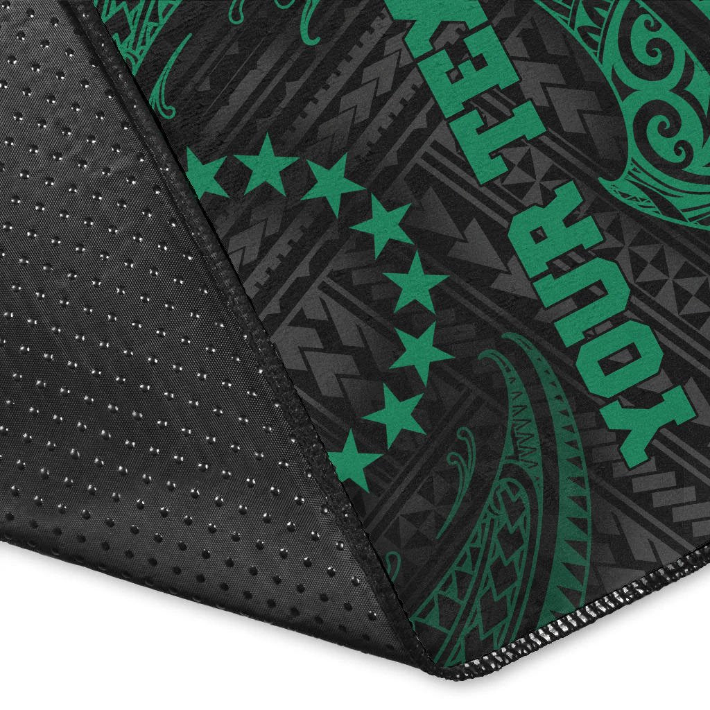 Cook Islands Polynesian Custom Personalised Area Rug - Green Tribal Wave - Polynesian Pride