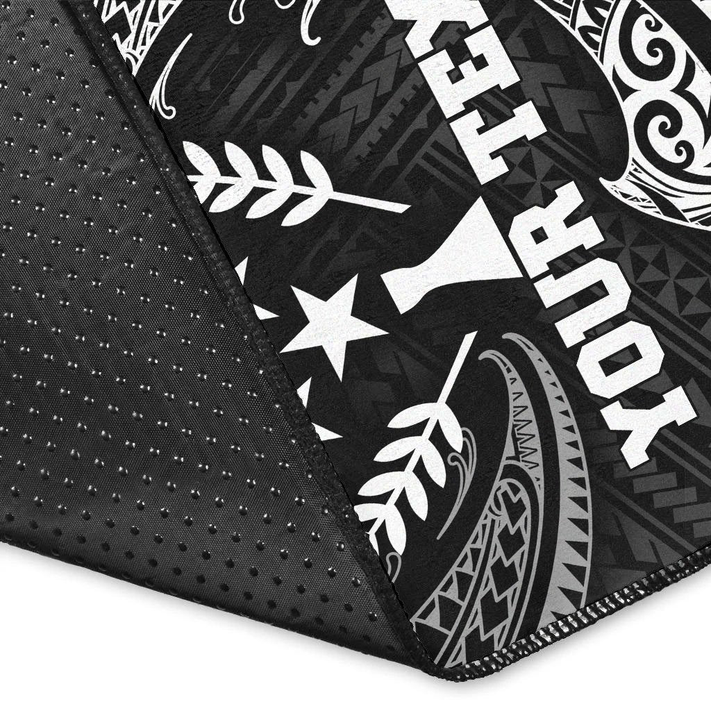 Kosrae Micronesia Custom Personalised Area Rug - White Tribal Wave - Polynesian Pride